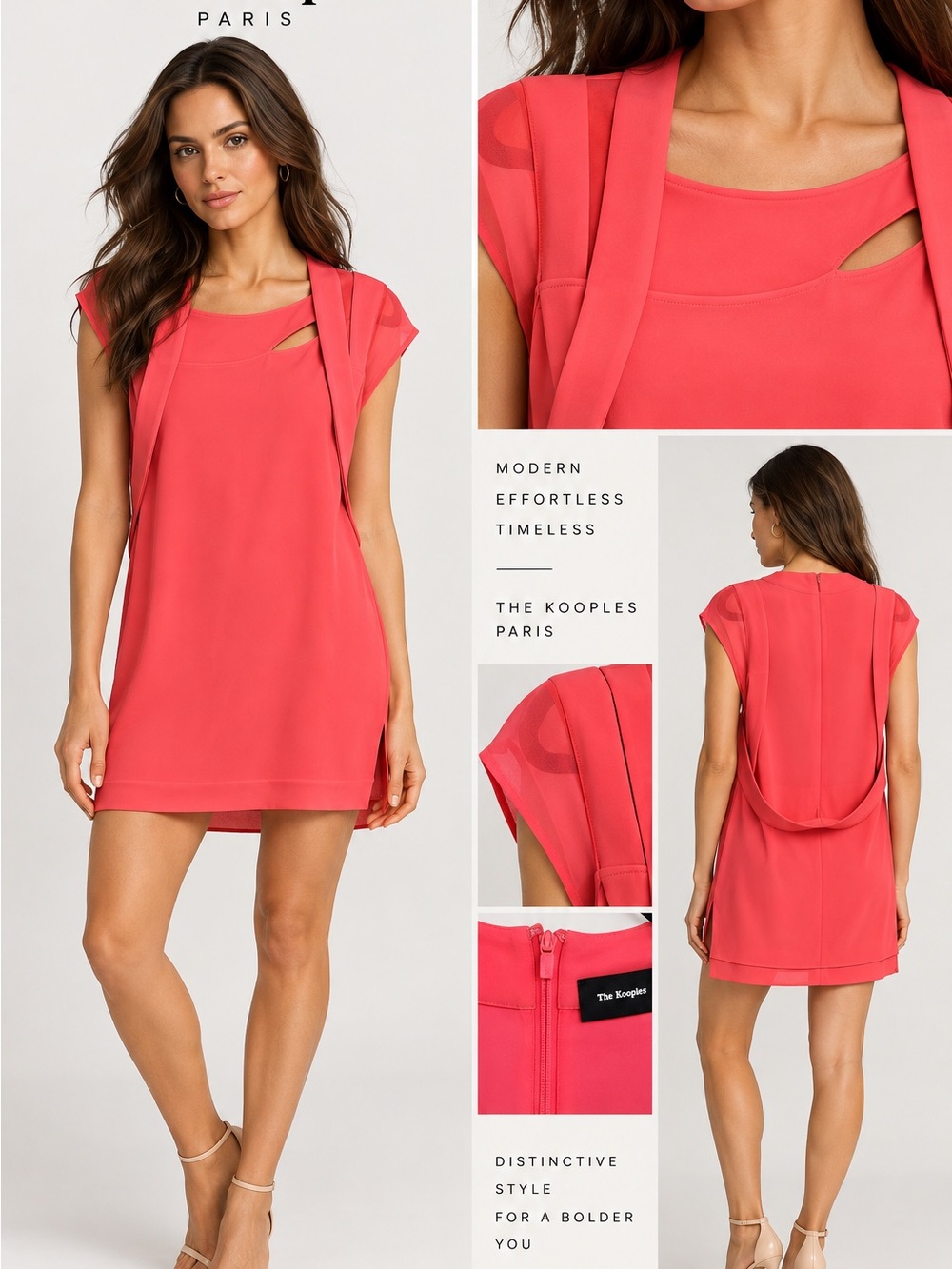 The Kooples Coral-Pink Draped Swim Coverup